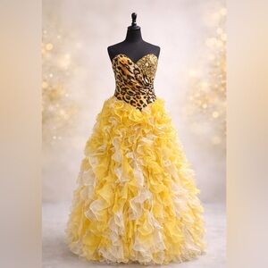 Princess size 10 leopard and yellow ball gown.